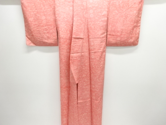  作家物　家屋に草花模様一つ紋江戸小紋着物